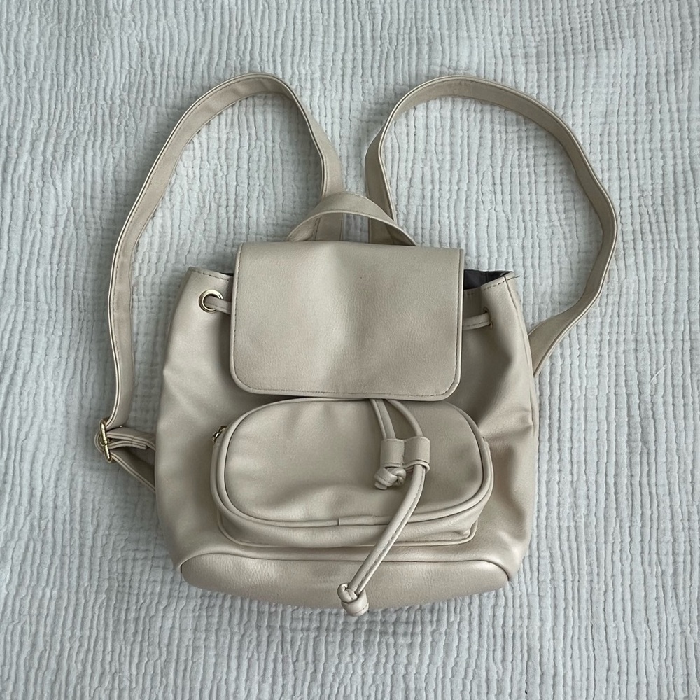 White Leather Backpack